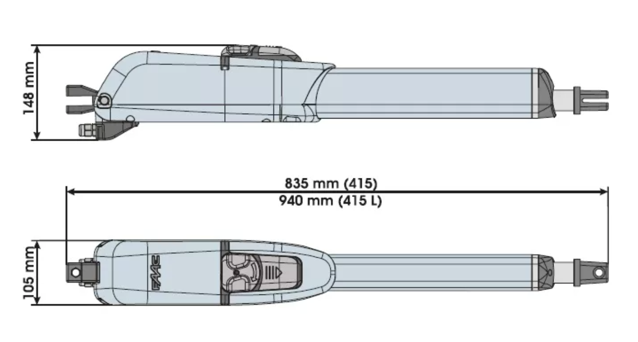 Размеры привода. Привод FAAC 415. Привод Эл.механический s418 FAAC. Привод FAAC 415l шток привода. Фаак 415 LLS Размеры.